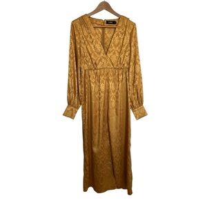 Icone Gold Long Sleeve paisley Maxi Dress size small